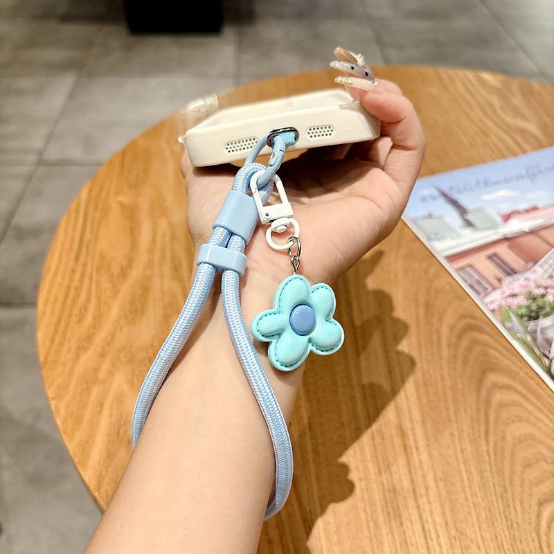 1Pcs Creative Flowers Phone Lanyard Wristband Anti Loss Anti Drop Universal Mobile Pendant Decoration Diy Detachable