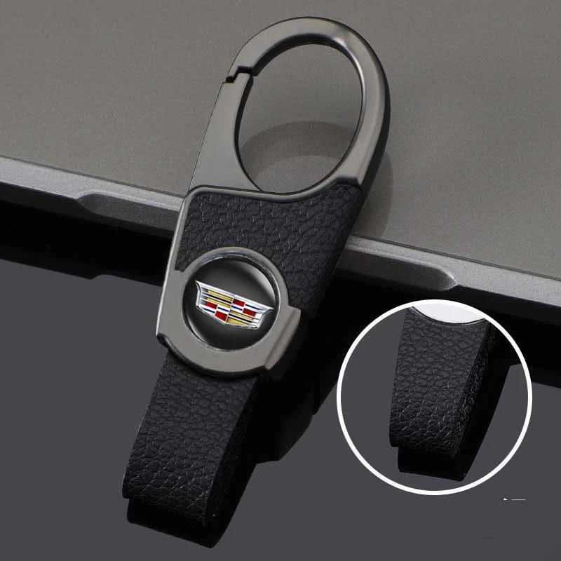 Pro Cadillac ATS BLS CT4 CT6 CTS ESCALADE EXT SLR SLS SRX STS XLR XT4 XT5 XTS Kožený přívěsek na klíče Držák na klíče s logem auta
