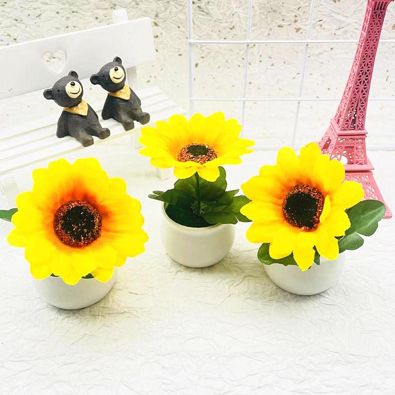 Small Artificial Sunflower Plant Potted Plant Bonsai For Home Decor Flower Fake