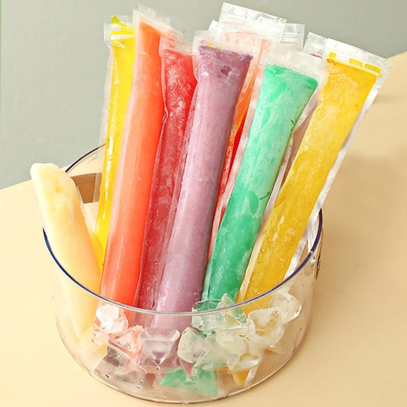 100/60/20 stk engangs ispopformpose Stor fryseispinne forseglede poser DIY Juice Yoghurt Smoothie Bag med trakt iskremverktøy