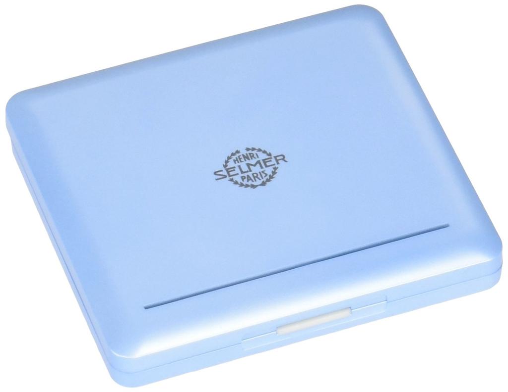 Nonaka Plastic Reed Case for Tenor Saxophone and Bass Clarinet, Holds 10 Reeds, Pastel Blue, with Selmer Logo