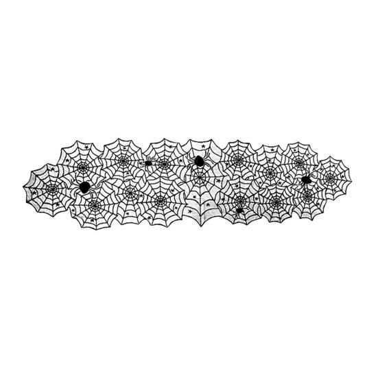 Halloween Table Runner, 18 X 72 Inch Gothic Black Lace Spider Web Table Runner for Kitchen Dinner Table Centerpiece, Halloween Party Decoration