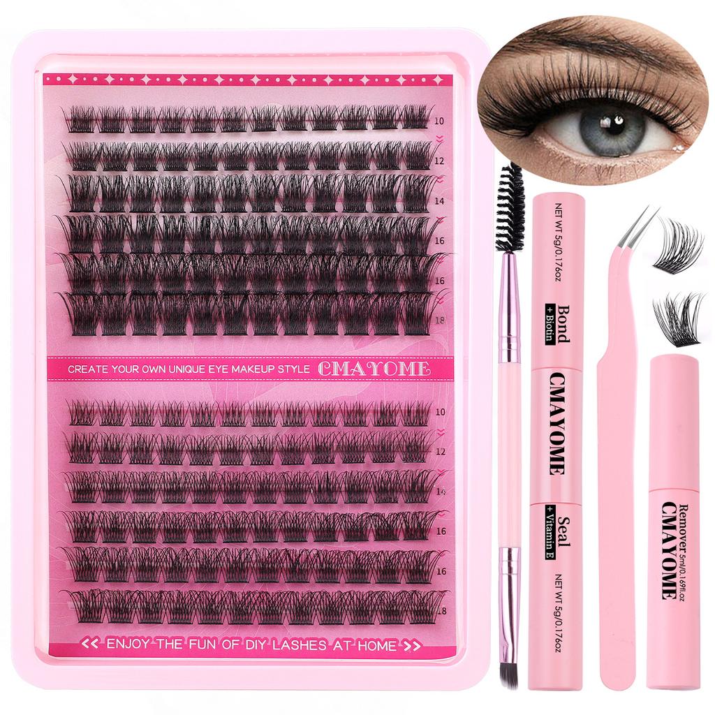 Thick False Eyelashes 10-18Mm Single Tuft Hair With Eyelash Glue Set
