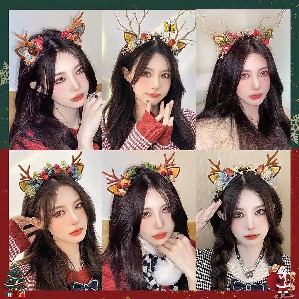 Christmas Reindeer Antler Headband - Plush, Cute Hair Accessory for Girls’ Holiday Costume
