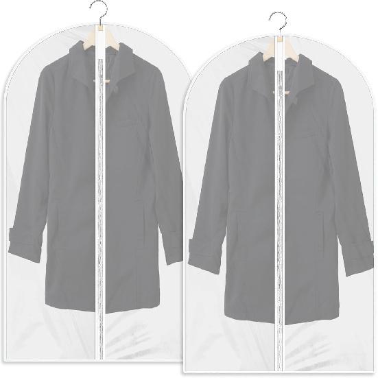 Garment Bags for Hanging Clothes, 2 PCS Dust-Proof Clothes Cover Bag Clear Garment Bag Breathable Coat Protector Zippered Garment Covers Suit Bags