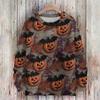 Ladies' Fashionable Casual Long Sleeved Christmas Printed Round Neck Knitted Yarn