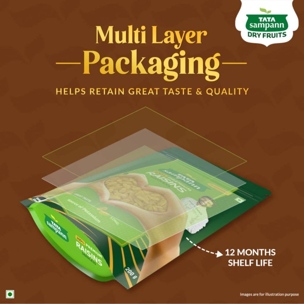 TATA Sampann Premium Seedless Green Raisins 200g Pack Of 1 Pure Dried Fruit Source Of Potassium For Healthy Snacking And Cooking