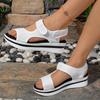 New sandals women's large size thick-soled color matching flat-soled Velcro daily casual beach sandals