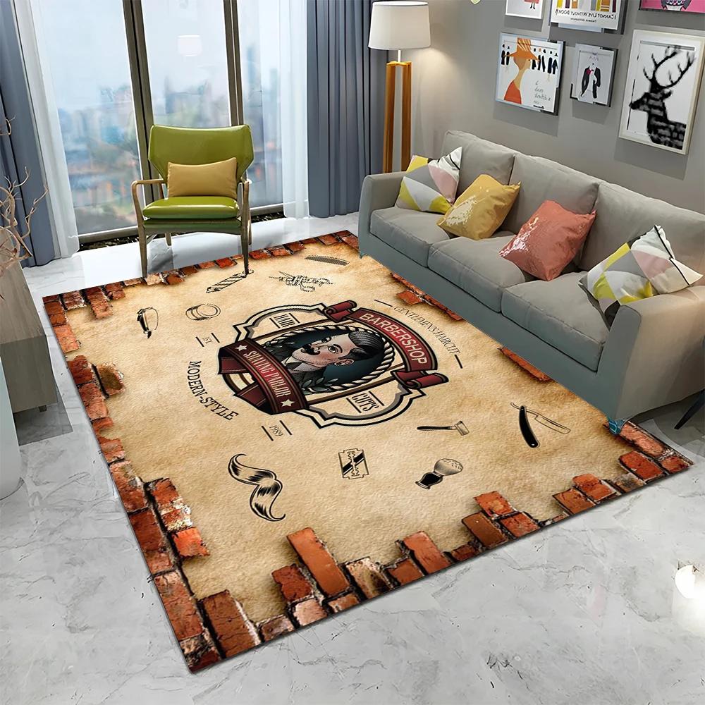 3D Holičství Lebka Vintage Znamení HD Koberec Kobereček pro Domov Obývací Pokoj Ložnice Pohovka Rohožka Dekor, Dětský Koberec Protiskluzová Podložka na Podlahu