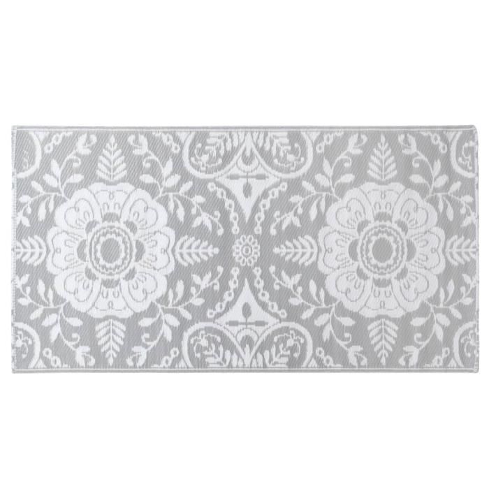 Tapis d'extérieur - VIDAXL - 190x290 cm - Gris clair - Polypropylène - Motif jacquard double couche