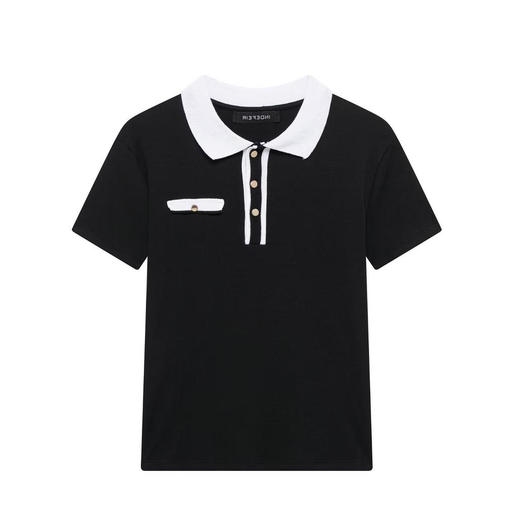 TAOP&ZA Spring/Summer Women's Polo Collar Short Sleeve Knit T-Shirt