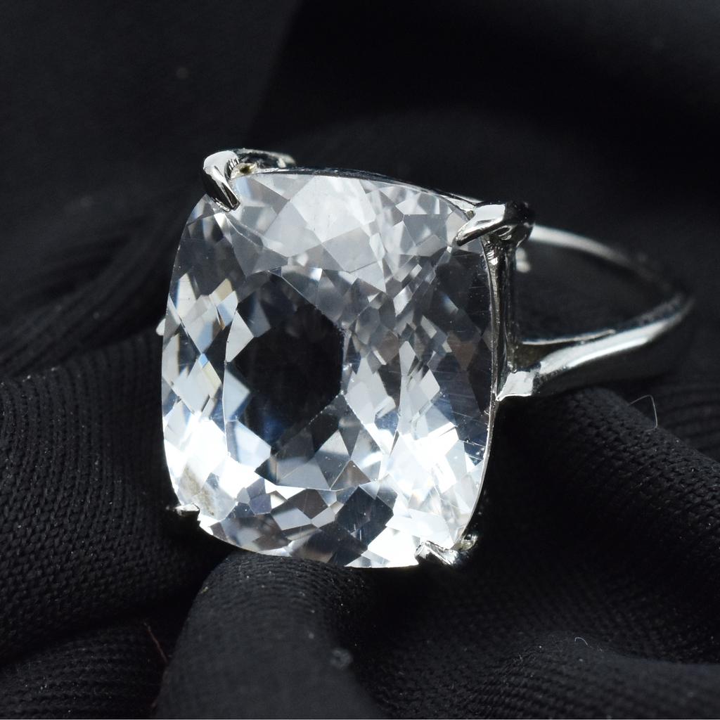 925 Sterling Silver Ring Sapphire Ring Sz 9 White Color 28.80 Ct Cushion Cut