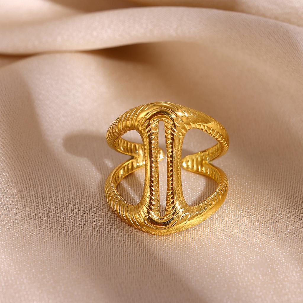 Broad Surface Rings For Women Open Gold Color Stainless Steel Ring New Geometric Butterfly Sun Anillos Party Best Jewelry Gift