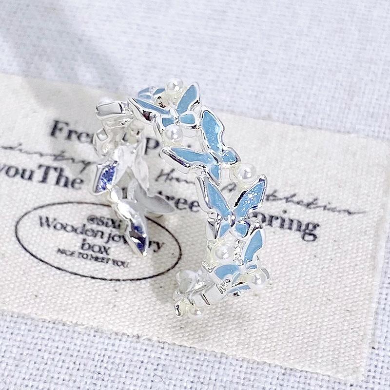 Exquisite Fairy Sweet Enamel Oil Butterfly Series Open Ring Stacked With Female French Light Luxury High-End Ring