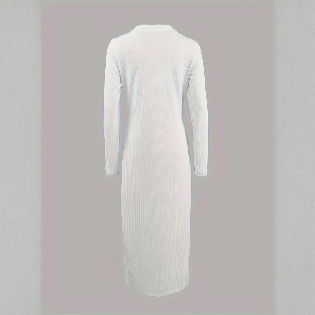 Women's Fashionable Casual Solid-color Long-sleeved Long Cardigan V-neck T-shirt Top