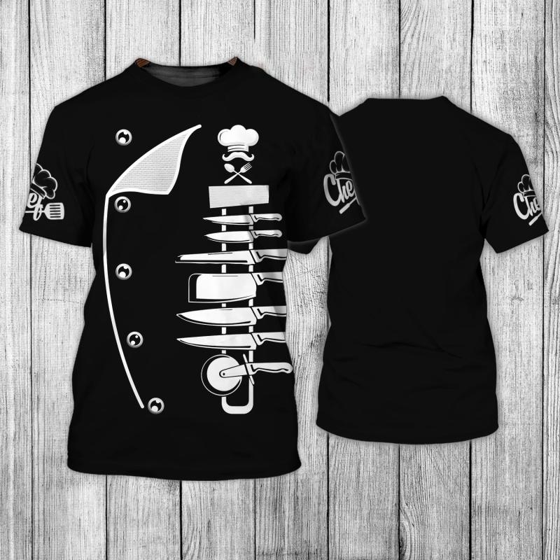 

Мужская футболка Винтажная футболка Летняя одежда Персонализированное имя шеф-повара 3D Ресторан Принт Топы Уличный повседневный спортивный свободный пуловер 6XL