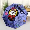 1pc Chimmy BT21 Character Automatic Folding Umbrella - Compact 8-Rib Design, Durable Plastic & Iron, Perfect Gift for Friends & Family,  yy250923056