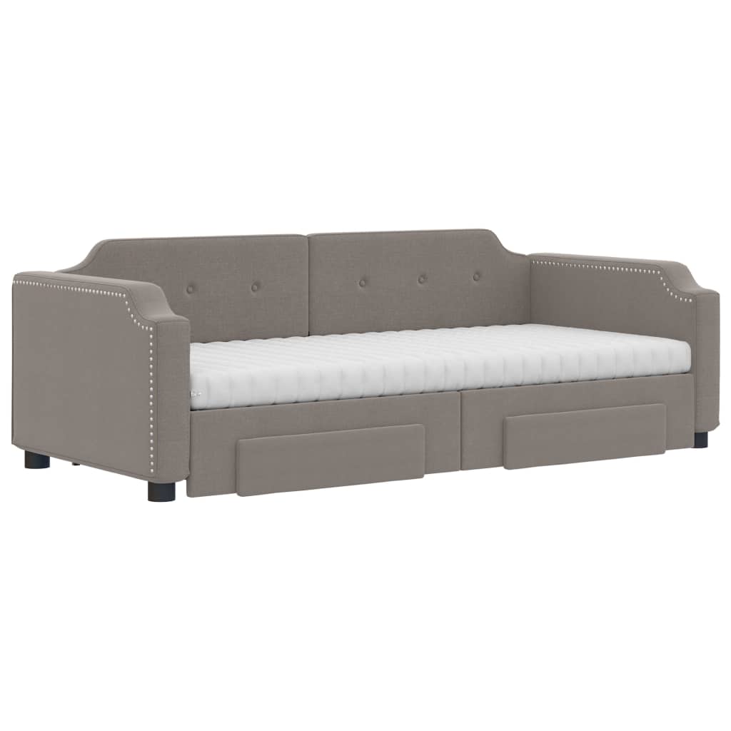 Extendable Daybed with Drawers Taupe 80x200 Cm Fabric