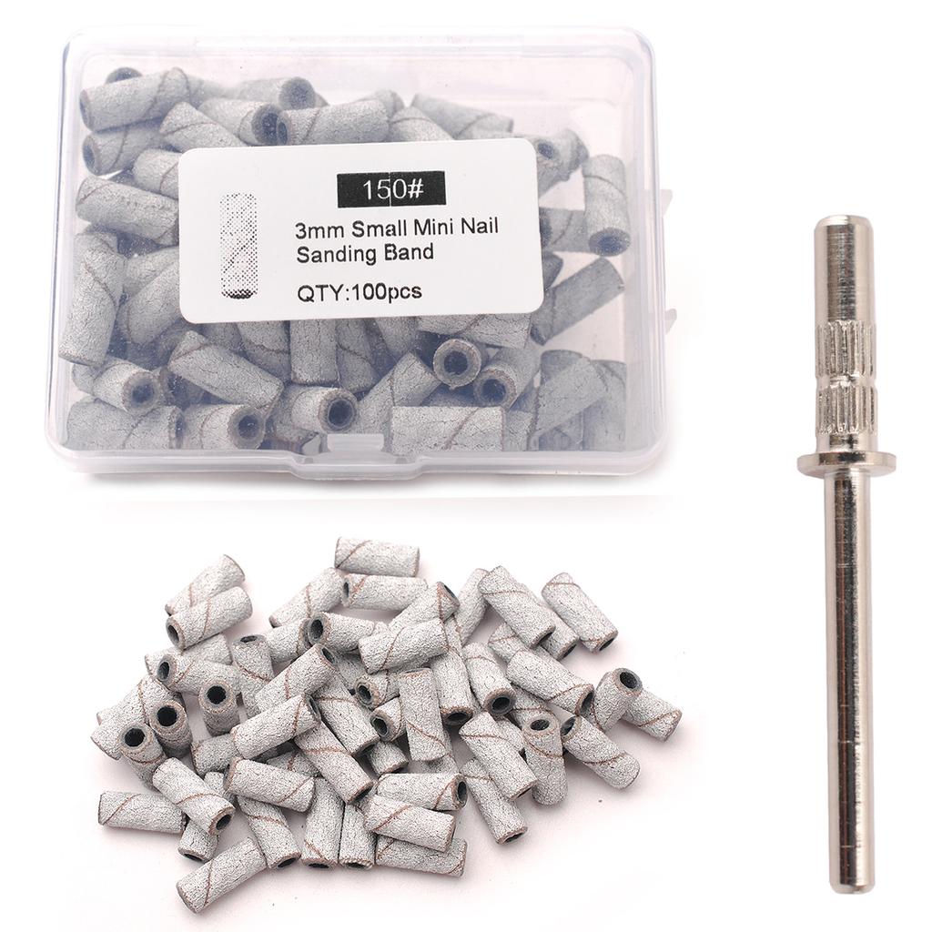 100pcs 3.1mm Mini Sanding Bands Kits Nail Drill Bits Mandrel Sets Electric Manicure Accessories Tool Dead Skin Remover nail file