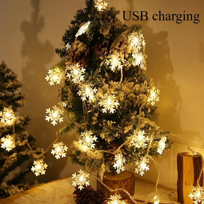 Snowflake LED String Fairy Light Garland Home Christmas Lights Wedding Decor Christmas Decor for Home Navidad Party Decoration