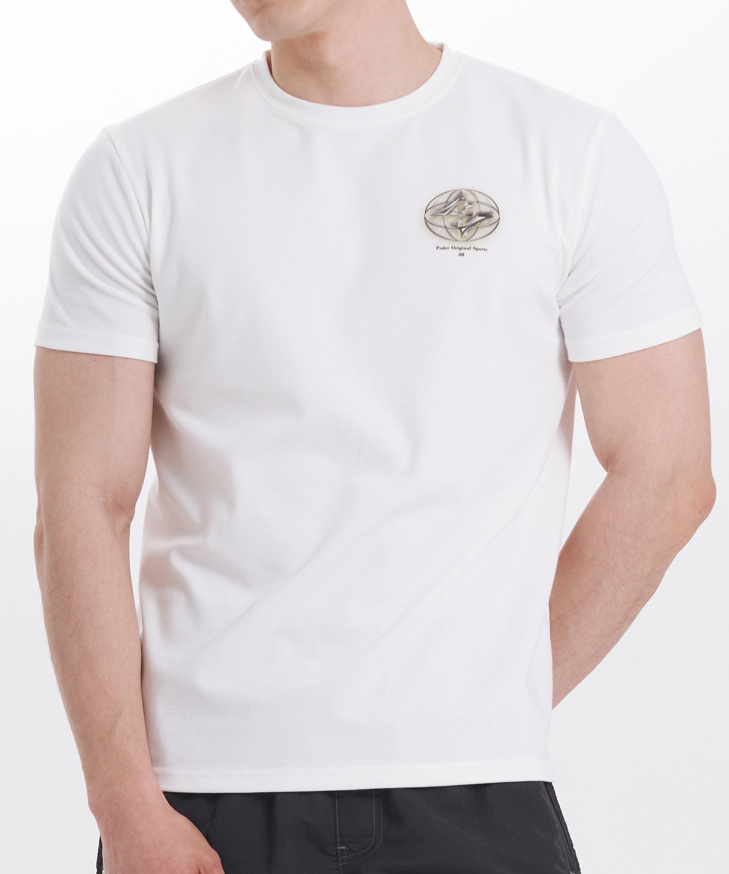 Poder 08 Chrome Graphic Muscle Fit T-Shirt [Bone White] L