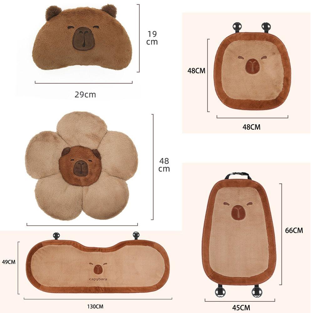 Soft Capybara Car Seat Cushion Plush Waist Pillow Cute Car Headrest  Car Decoration