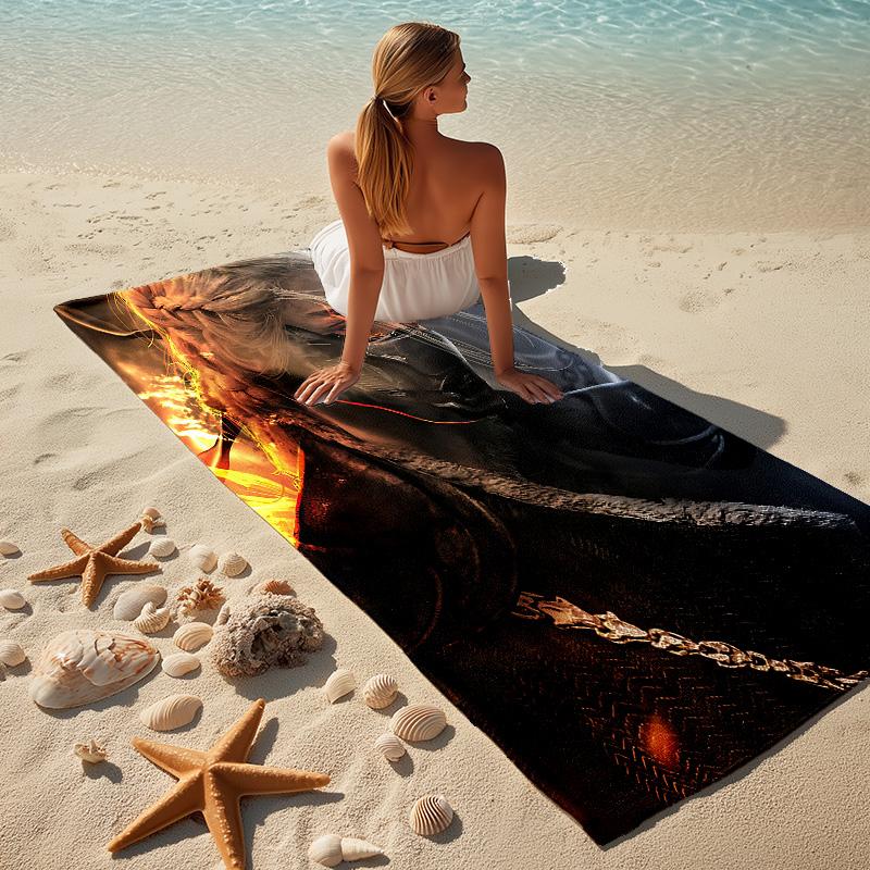 Dark Warrior Stylish Digital Printing Beach Towel Quick Drying Absorbent Blanket For Beach Pool Gym Travel Christmas Gift C9211361