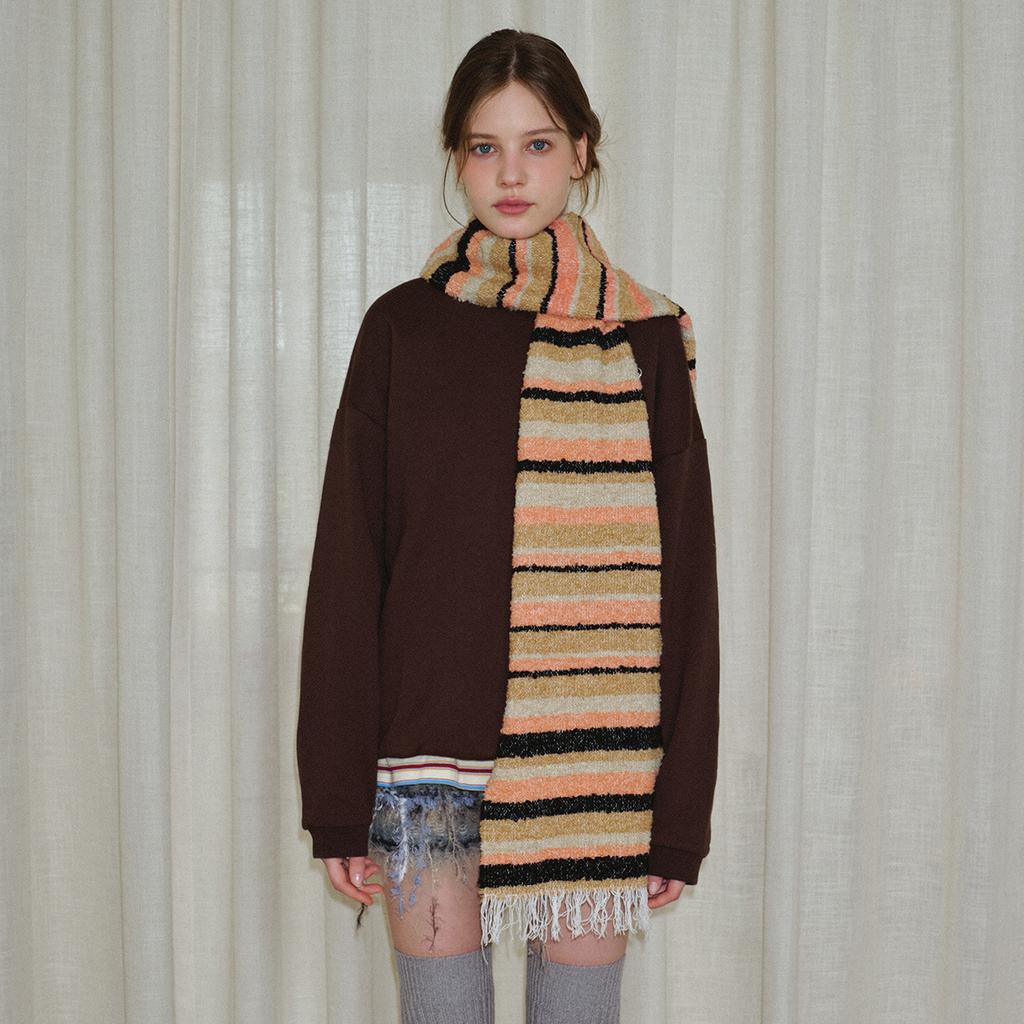 Wool Blended Tassel Striped Scarf Women's Winter Japanese Vintage Atmosphere Soft Woolen Scarf