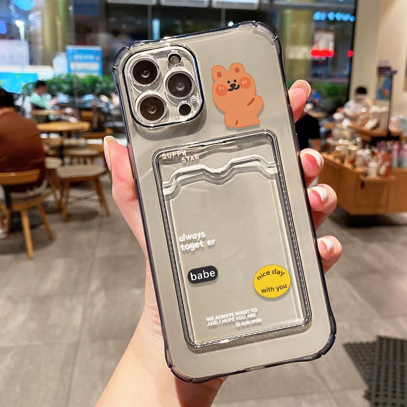 

Чехол-карточка для iPhone 11 13 XR 15 14 Pro Max iPhone 12 16 7 8 Plus XS Max Samsung S24 S23 A15 A55 A05 A54 Redmi 12 13C 13 9 с защитой от мультфильмов iPhone XS Max серый