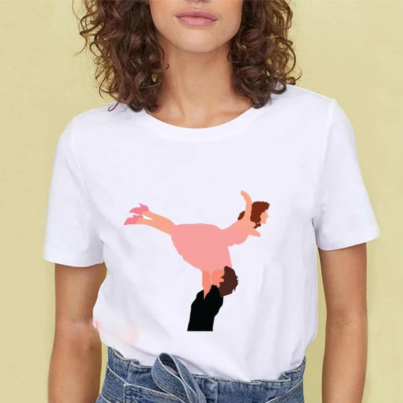 Dirty Dancing Vit Mode Dam T-shirts Harajuku Kawaii Kläder Kortärmad Sommar T-shirts Vardaglig Koreansk Fe Unisex Toppar Rund Hals