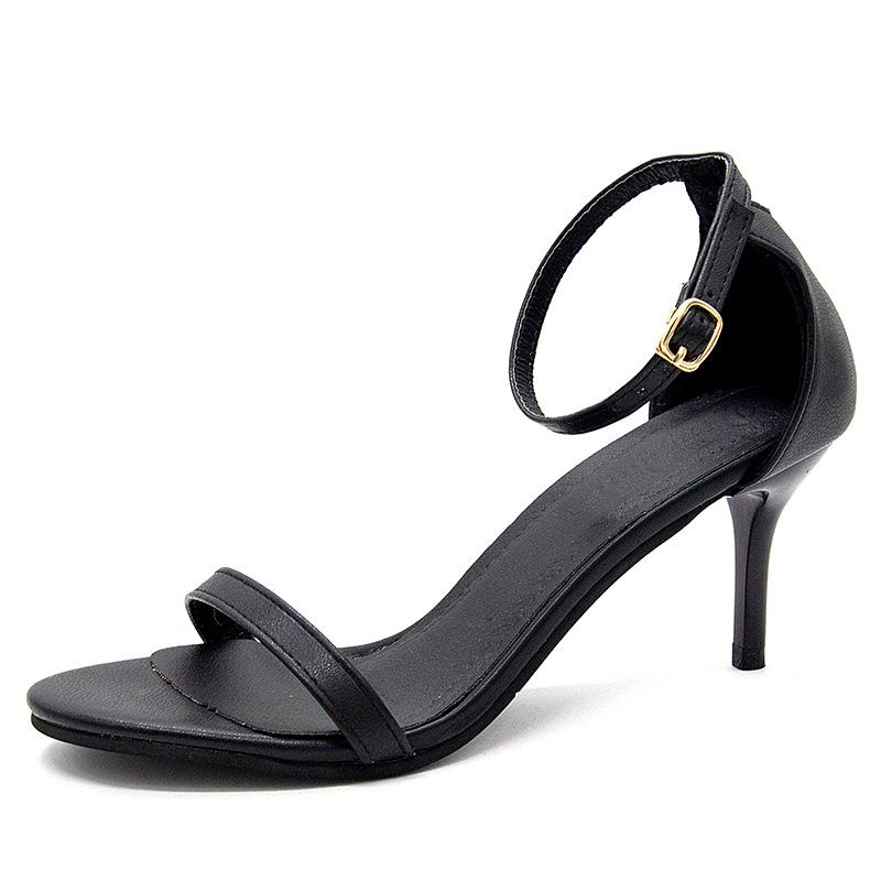 2020 summer new Korean version one-word buckle strap women's fashion fashion trend stiletto heels simple sandals women's shoes