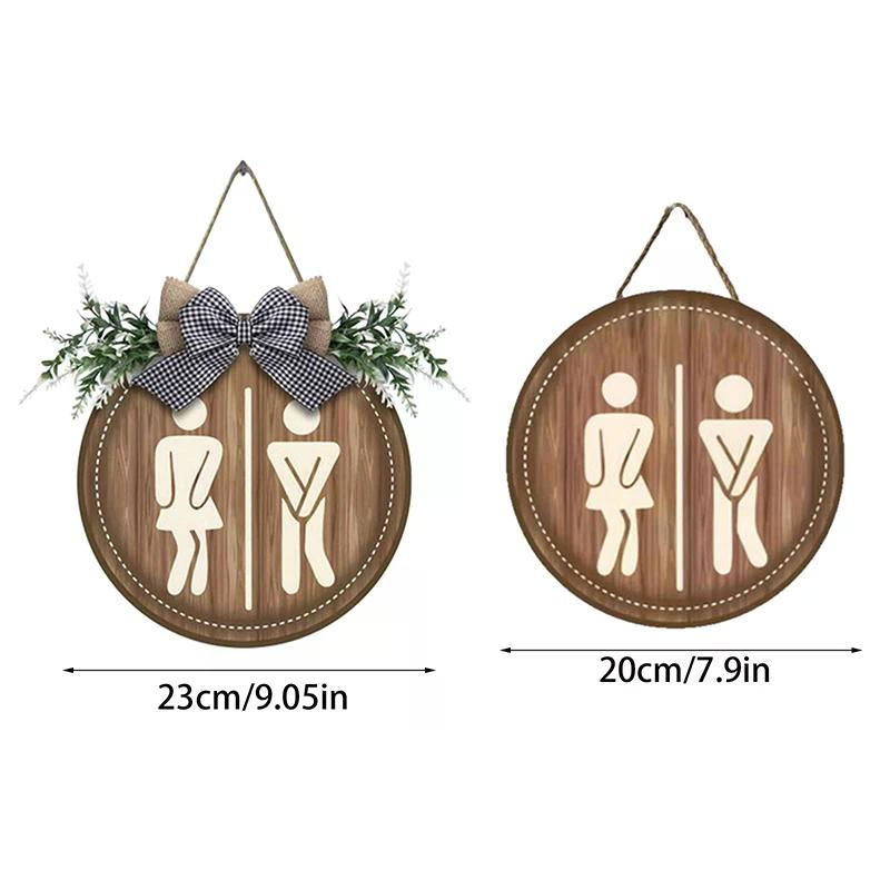 1Pc Rustic Wooden Toilet Sign Farmhouse Wall Decor Bathroom Plaque Home Decorative Sign