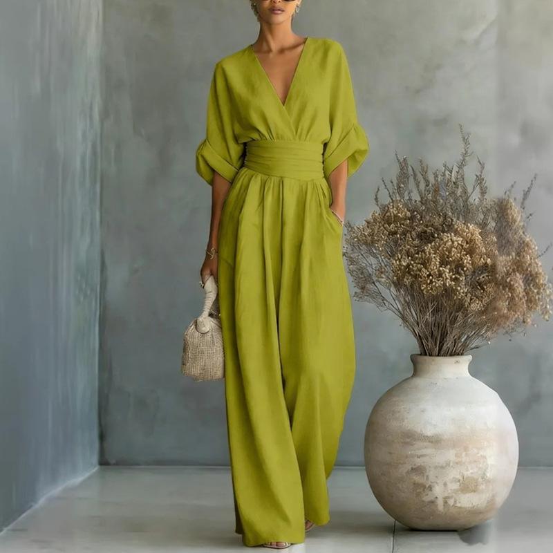 2026 Spring Women's Colorblock Print V-Neck Spaghetti Strap Long Dress
