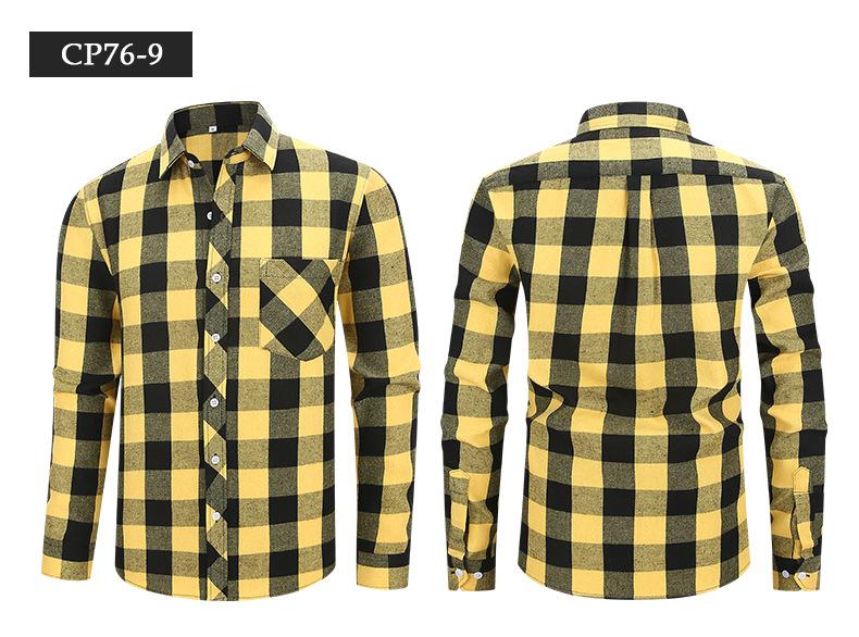 Men Casual Plaid Long Sleeve Flannel Shirt Loose Large Size Pocket Mens Outerwear