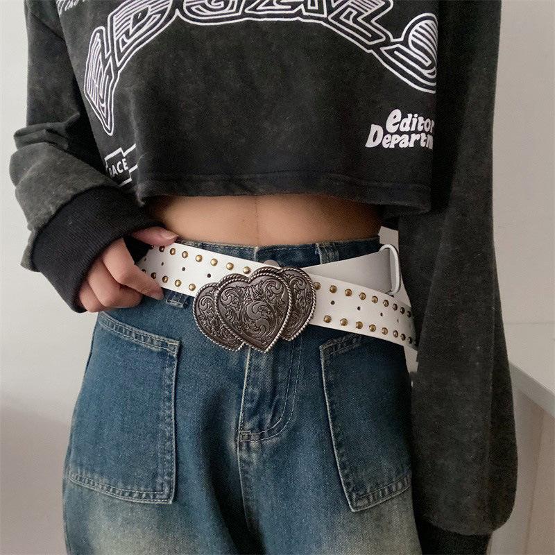 Leather Love Printing Rivet Design Belt Waist Chain Exquisite Fashion Versatile Necklace Light Luxury High-end Waist Accessories Women