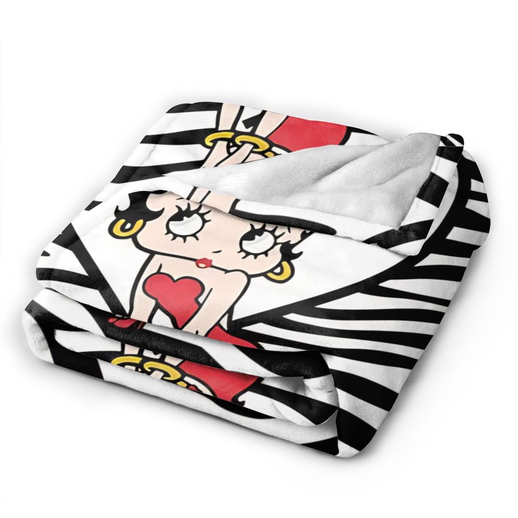B-Bettys Boops Blanket  Super Warm Pattern Plush Throw Blanket For Boy Girl Bedroom Flannel Bedspread Bed Cover