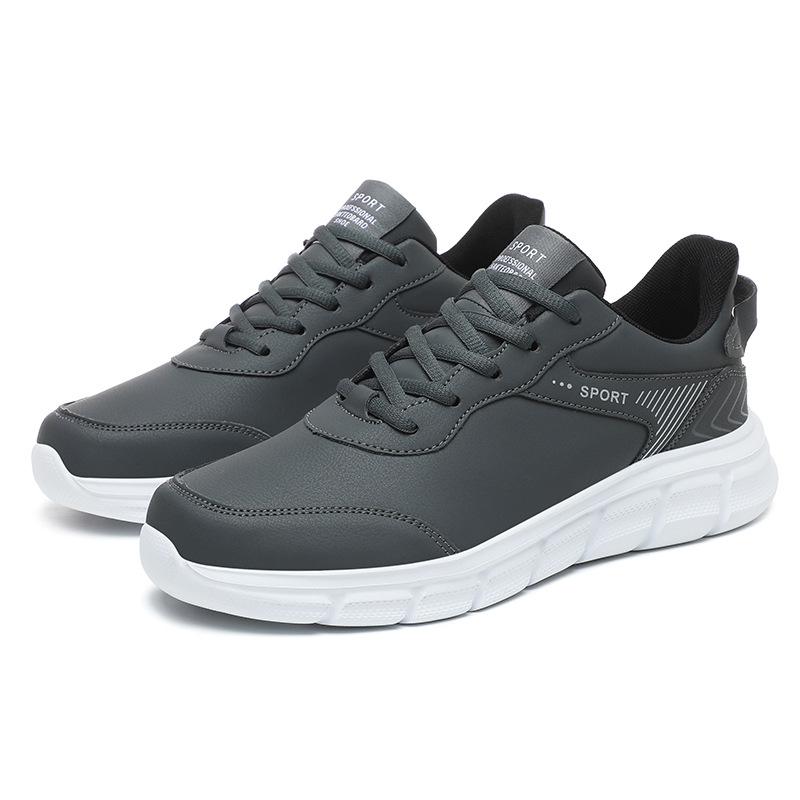 Large Size Sneakers Men's Shoes Leather New Men's Black Casual Running Shoes Men's Sneakers