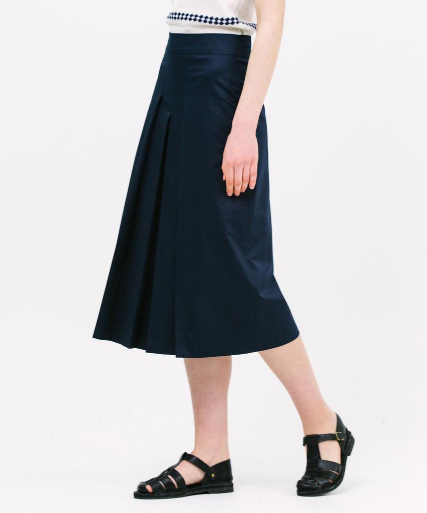 JUN BY JUN K Three-Tuck A-Line Skirt_Navy