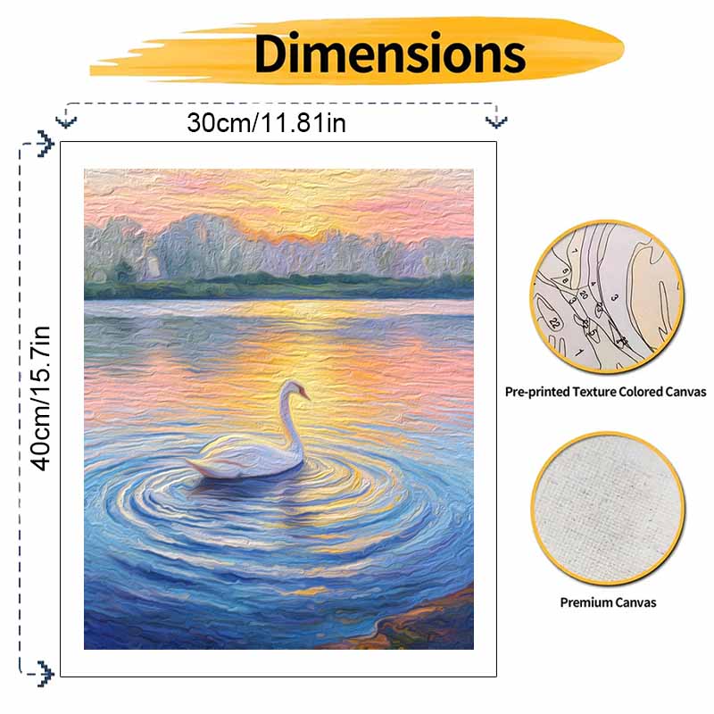Digital oil painting kits featuring beautiful swan on lake. are ideal for professional art purposes and home wall decoration.