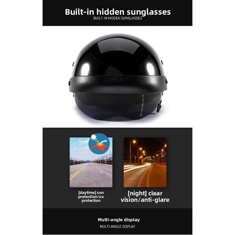 Locomotive Scooter Helmet Motorcycle Half Helmet Men's and Women's Helmet Four Seasons Light Locomotive Retro Helmet Riding