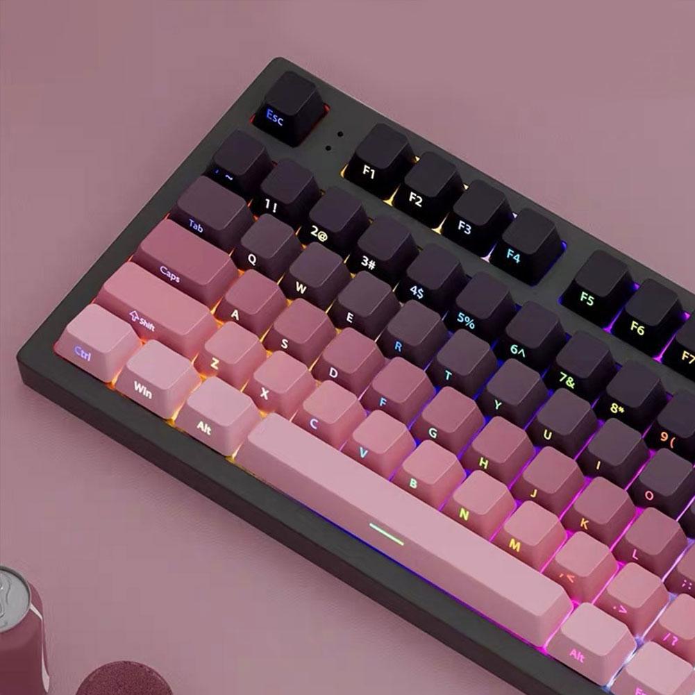 130+ Keys Gradient Keycaps Side Printed Shine Through PBT Double Shot OEM Profile for MX Switches Gaming Keyboard Caps