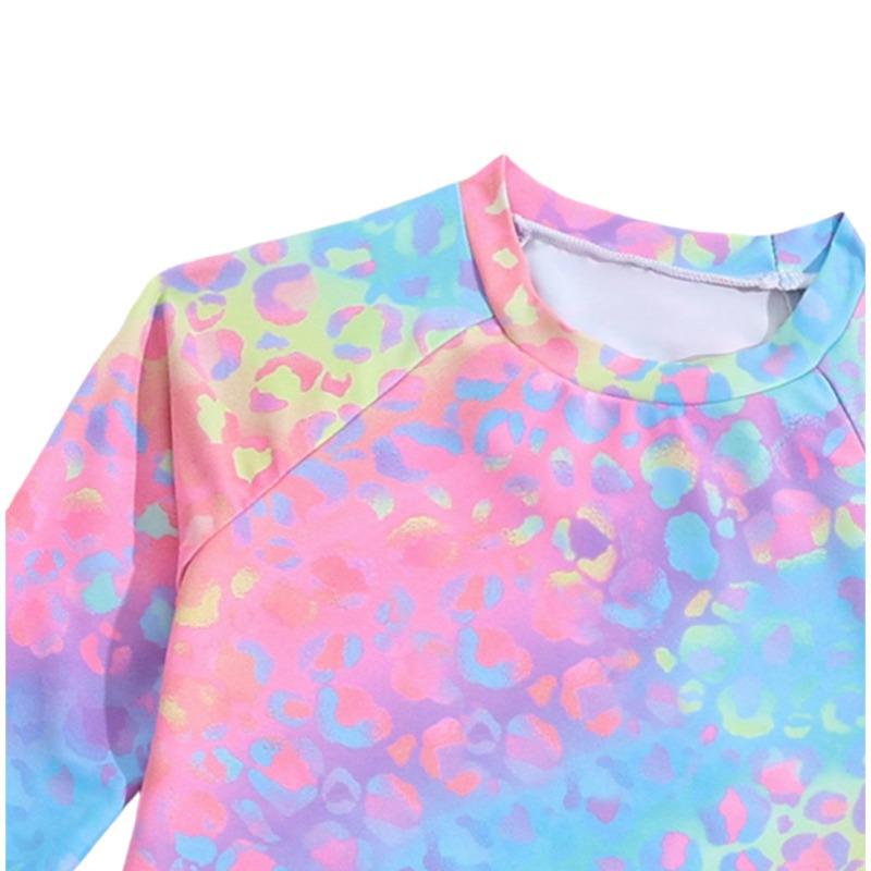 Girls' Long Sleeve Printed Sunscreen Swimsuit 