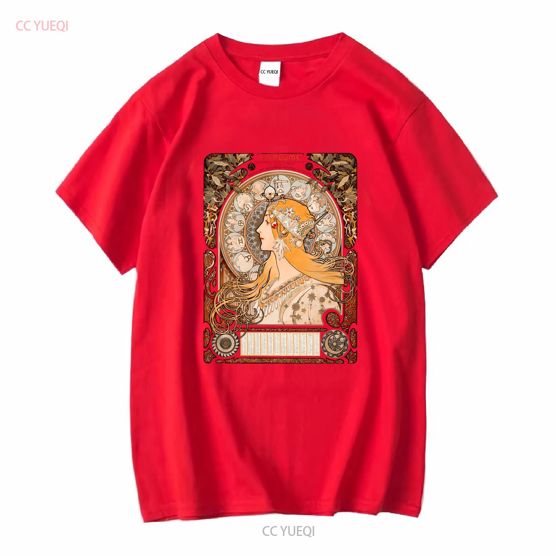 Alphonse Mucha Zodiaque La Plume T Shirt Art Nouveau Aesthetic Clothes History Indie Famous Artist vintage Washed Slightly S