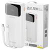Powerbank Dudao K15Pro 20000Mah 22.5W Pd Usb-C / Usb-A / Wbudowane Kable Lightning I Usb-C - Biały