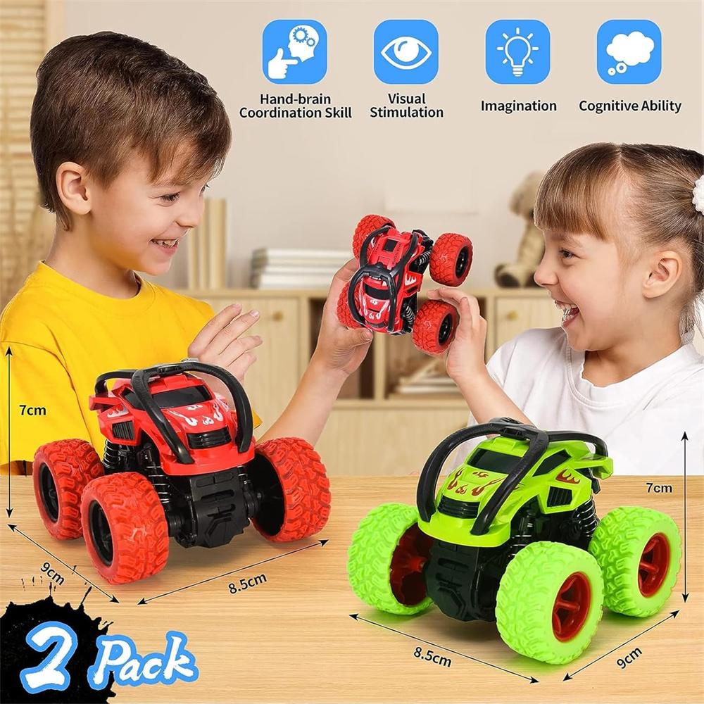 Monster Trucks Toys for Boys Toddler Push and Go Truck Race Cars Flip Stunt Car Toys for Kids Christmas Birthday Gifts