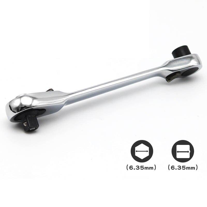 Portable 1/4 Inch Double Ended Quick Socket Ratchet Wrench Screwdriver Bit Spanner Two-way Adjustable Hand Tools XYZ