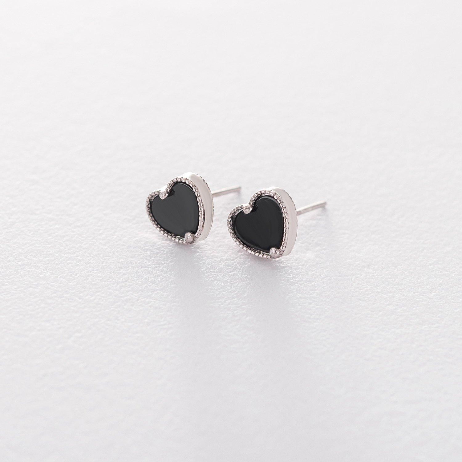 

Срібні сережки-пусети Сережки з оніксом Oniks срібний