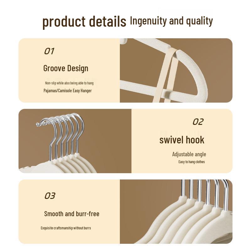 Translucent Flocked Anti-Slip Adult Clothes Hanger for Home Storage
