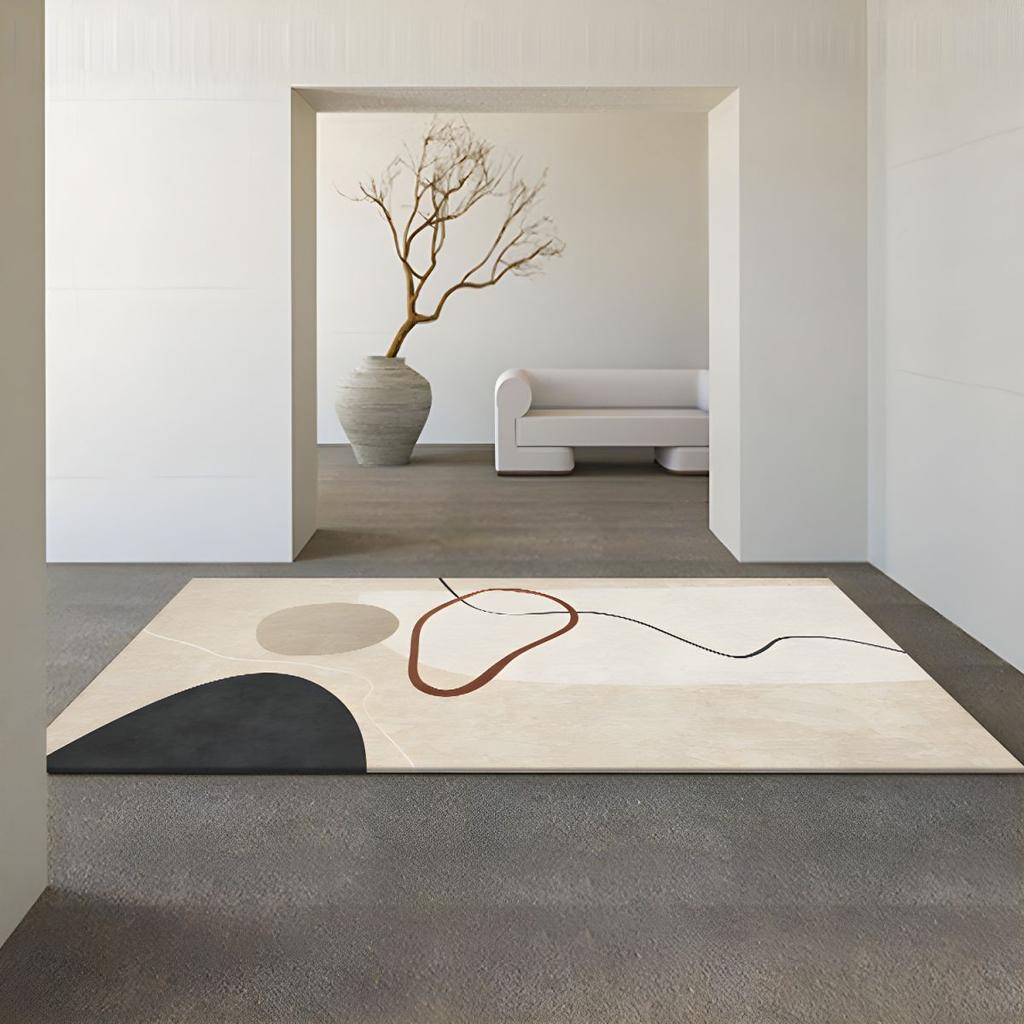 Living Room Carpet Wabi-Sabi Style Home Luxury Japanese Modern Minimalist Abstract Area Rug for Study, Coffee Table, Bedroom Bed