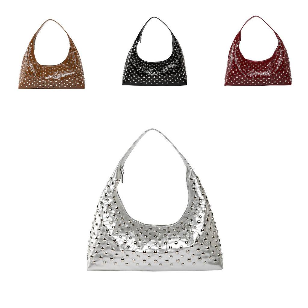 Fashion Style Rivet Bag For Women Summer Large Capacity Pu Material Daily Use